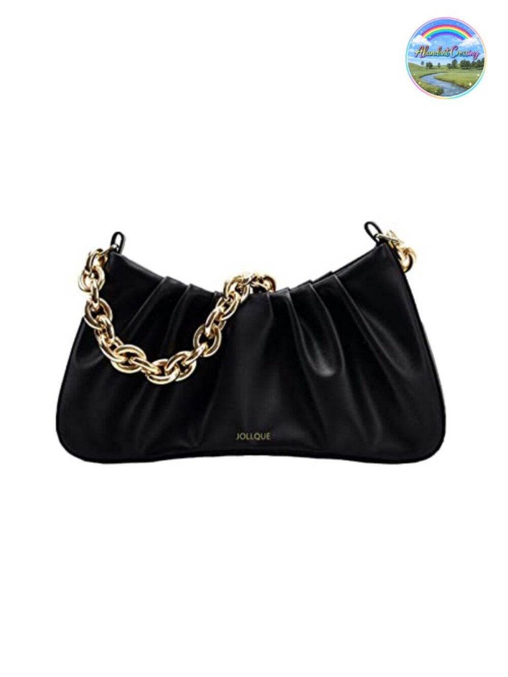 Small Faux Leather Dumpling Shoulder Bag with Gold Chain Strap Evening Clutch